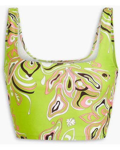 Emilio Pucci Cropped Printed Stretch-jersey Top - Yellow