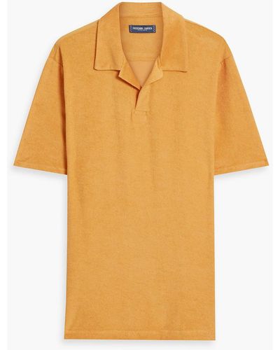 Frescobol Carioca Faustino Cotton, Lyocell And Linen-blend Terry Polo Shirt - Orange