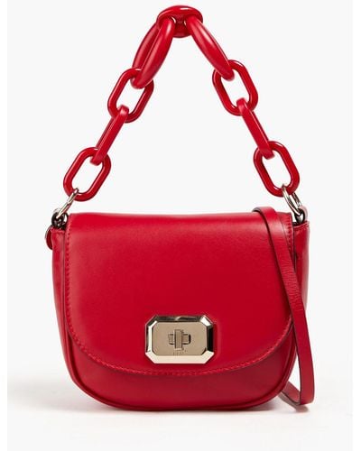 Red(V) Leather Shoulder Bag - Red