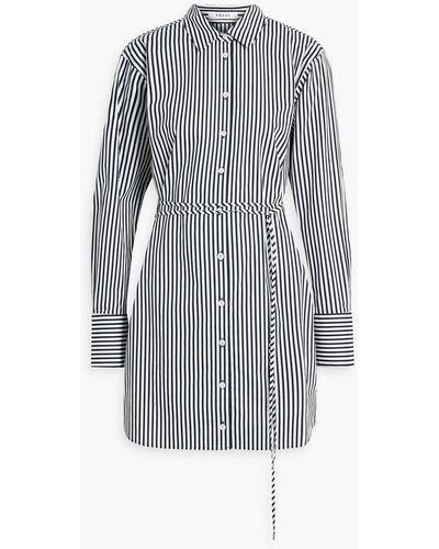 FRAME Striped Cotton-poplin Mini Shirt Dress - Gray