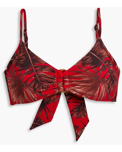 Seafolly Embellished Printed Triangle Bikini Top - Red
