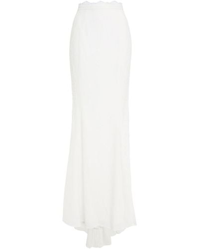 Catherine Deane Maxwell Guipure Lace-trimmed Fluted Crepe Maxi Skirt - White