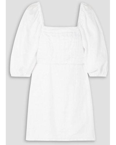 Faithfull The Brand Venezia Pleated Linen Mini Dress - White