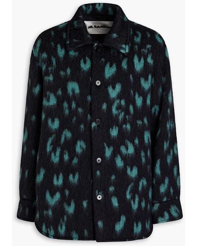 Jil Sander Overshirt aus gebürstetem filz mit leopardenprint - Schwarz