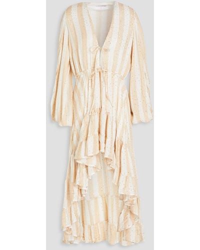 Sundress Esther Sequin-embellished Striped Jacquard Dress - Natural