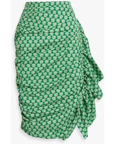 RHODE Felicity Ruffled Printed Cotton-blend Poplin Skirt - Green