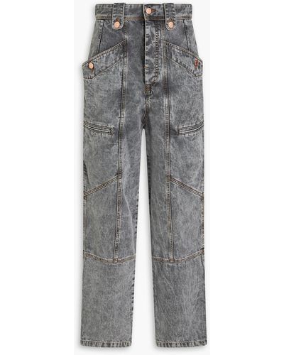 Isabel Marant Neko Faded High-rise Tapered Jeans - Grey
