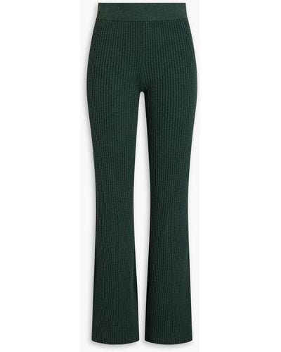 The Range Ribbed-knit Flared Trousers - Green