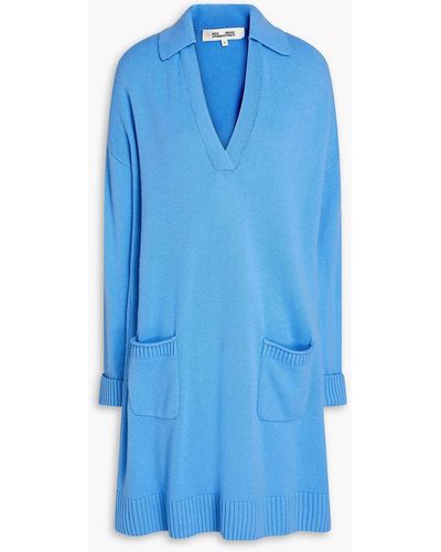 Diane von Furstenberg Malone Wool And Cashmere-blend Dress - Blue