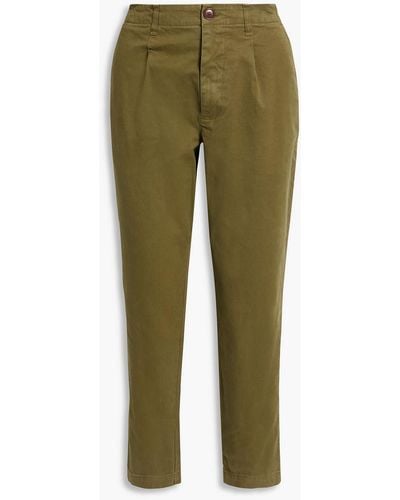 Alex Mill Boy Cropped Cotton-blend Twill Tapered Trousers - Green