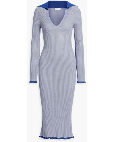 Rosetta Getty Ribbed-knit Midi Dress - Blue