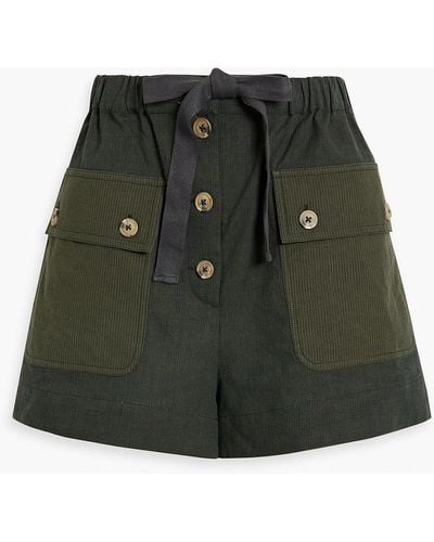 Ulla Johnson Gracie Striped Cotton Shorts - Green