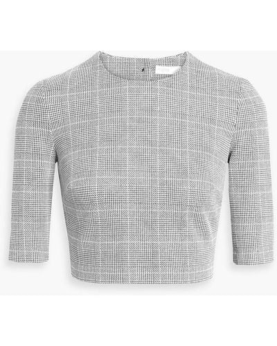 Rosetta Getty Cropped Houndstooth Jacquard-knit Top - Grey