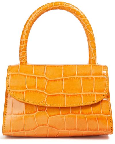 BY FAR Mini-tote bag aus leder mit krokodileffekt - Orange
