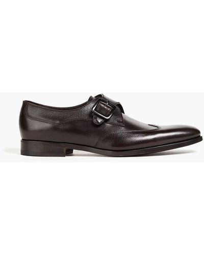 Canali Textured-leather Monk-strap Shoes - Black