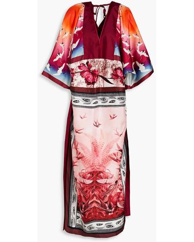F.R.S For Restless Sleepers Calliope Printed Silk-satin Kaftan - Red