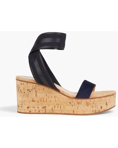 Gianvito Rossi Suede Wedge Sandals - Blue