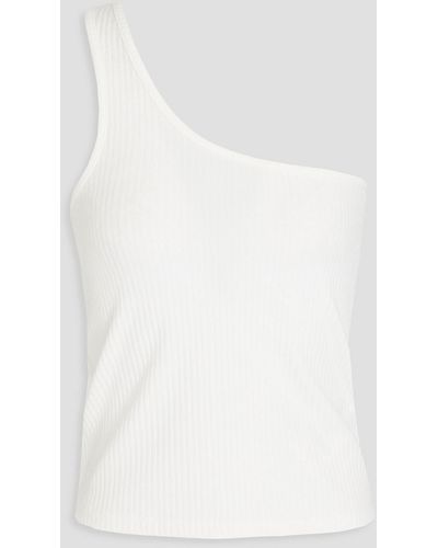 Maje Shiny oberteil aus geripptem stretch-jersey mit asymmetrischer schulterpartie - Weiß