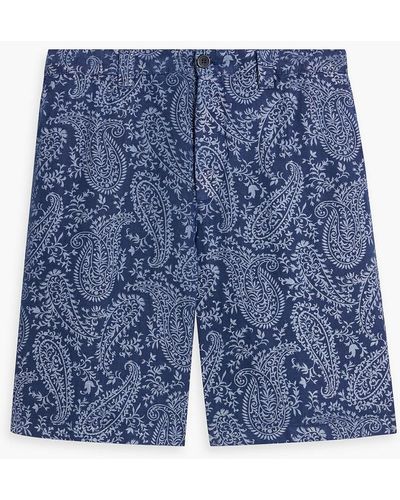120% Lino Paisley-print Linen Shorts - Blue