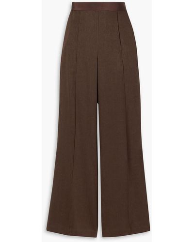La Ligne Lizzie Satin-trimmed Woven Flared Trousers - Brown