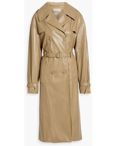 Nicholas Diomede Belted Faux Leather Trench Coat - Natural
