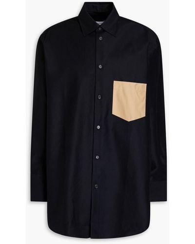 JW Anderson Oversized Two-tone Cotton-poplin Shirt - Black