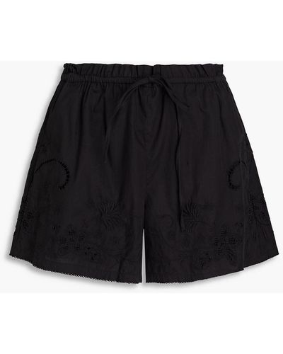 Rag & Bone Marley Broderie Anglaise Cotton Shorts - Black