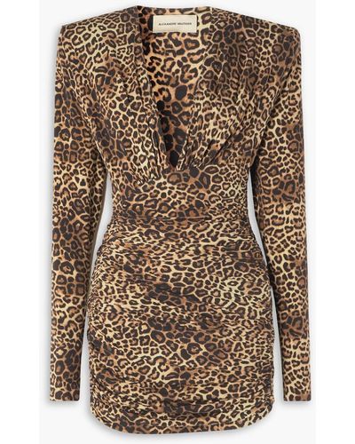 Alexandre Vauthier Ruched Leopard-print Stretch-jersey Mini Dress - Brown