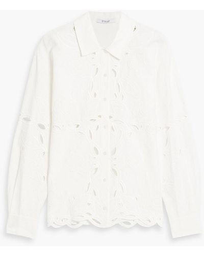 10 Crosby Derek Lam Brielle Broderie Anglaise Cotton And Linen-blend Shirt - White