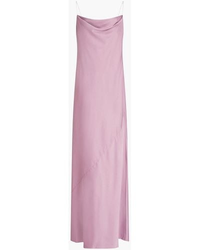 Aidan Mattox Crystal-embellished Draped Stretch-satin Gown - Purple