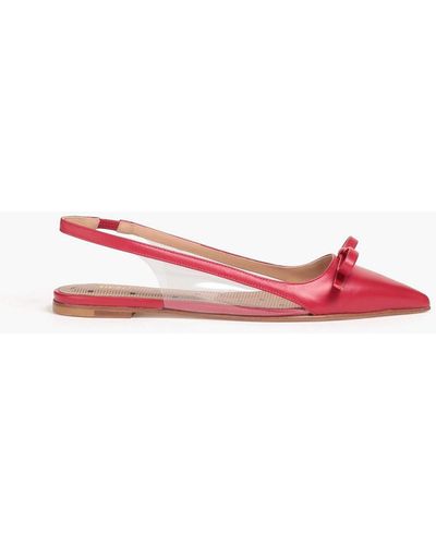 Red(V) Leather Slingback Point-toe Flats - Pink