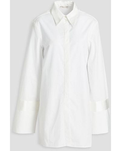 BITE STUDIOS Satin-trimmed Cotton-poplin Shirt - White