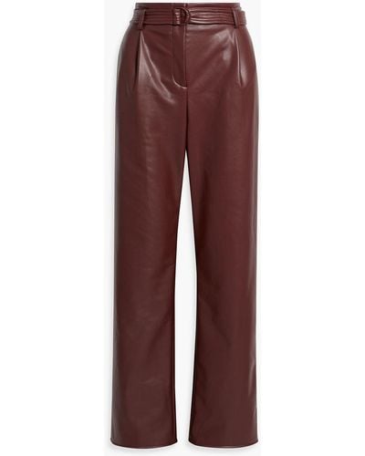 LAPOINTE Belted Faux Leather Straight-leg Pants - Red