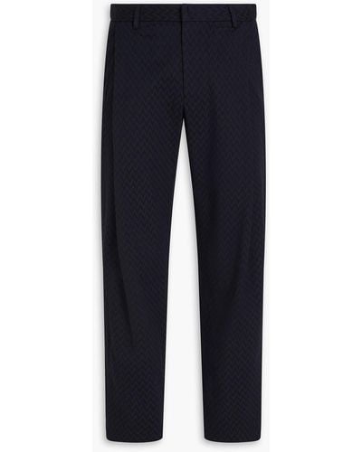 Emporio Armani Cotton-blend Jacquard Suit Trousers - Blue