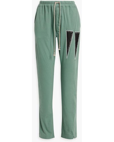 Rick Owens Appliquéd Cotton-jersey Track Pants - Green