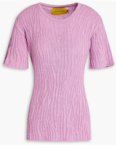 Marques'Almeida Cutout Cable-knit Cotton Top - Pink