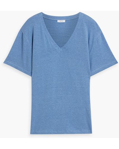 Iris & Ink Thea Linen-blend Jersey T-shirt - Blue