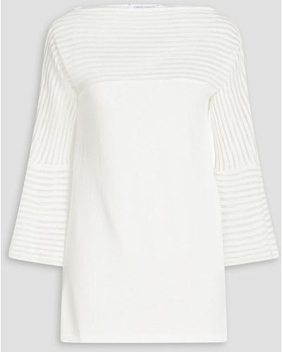 Alberta Ferretti Rib-trimmed Stretch-knit Sweater - White