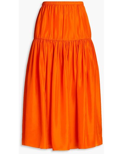JOSEPH Safina Silk-habotai Midi Skirt - Orange