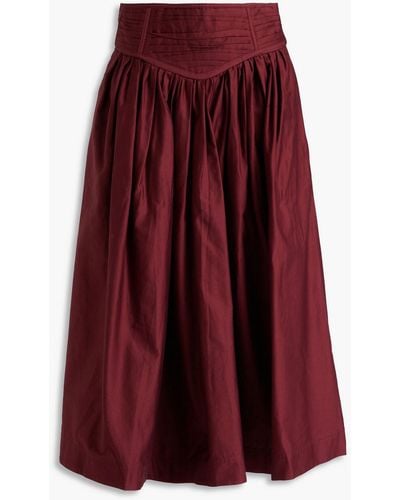 Aje. Estelle Gathered Cotton Midi Skirt