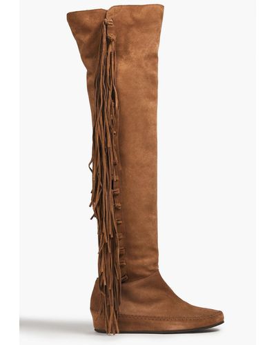 Etro Fringed Suede Over-the-knee Boots - Brown