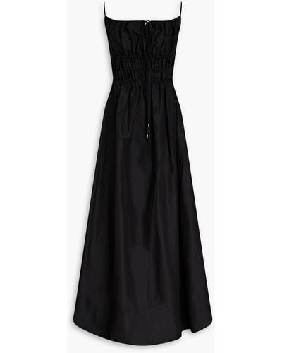 Rachel Gilbert Bono Ruched Cotton And Silk-blend Faille Maxi Dress - Black
