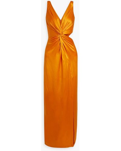 Nicholas Silvina Twisted Cutout Silk-satin Gown - Orange