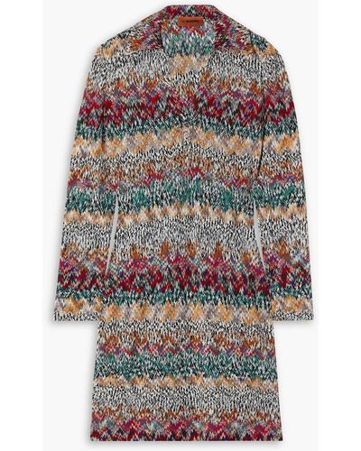 Missoni Metallic Crochet-knit Mini Dress - Gray