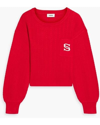 Sandro Embroide Cable-knit Sweater - Red