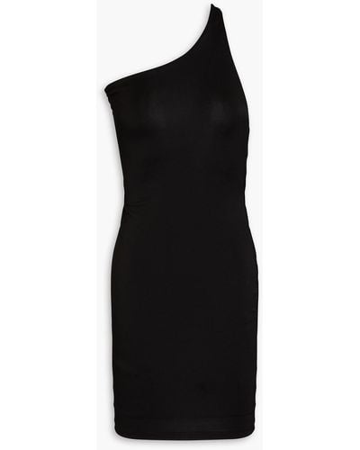 Louisa Ballou One-shoulder Cutout Jersey Mini Dress - Black