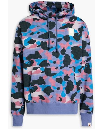 A Bathing Ape Camouflage-print French Cotton-terry Hoodie - Blue