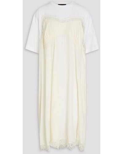 Simone Rocha Oversized Cotton Jersey-paneled Crepon Midi Dress - White