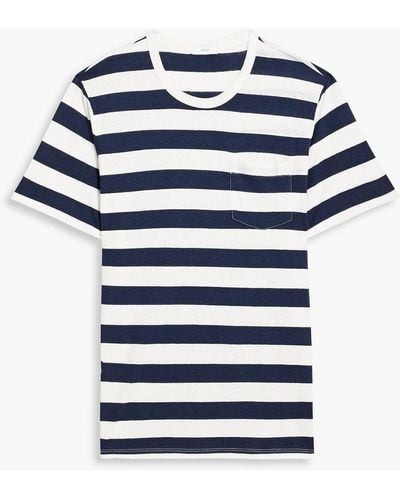 Onia Striped Linen-blend Jersey T-shirt - Blue
