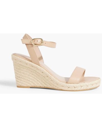 Stuart Weitzman Teddi Leather Espadrille Wedge Sandals - White